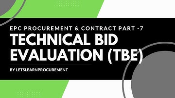 Technical Bid Evaluation ( TBE) | EPC Procurement & Contracts | Part -7 | (1min)