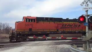 BNSF 5970 leads a westbound geometry train near Elmer, MO