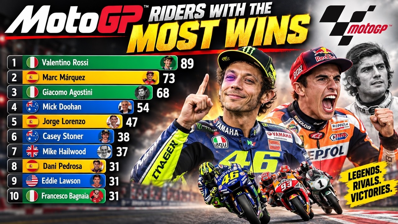 MotoGP Riders with the Most Wins of all time (1949-2025) - YouTube