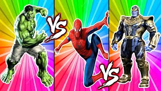 SUPERHERO COLOR DANCE CHALLENGE Hulk VS Spiderman VS Thanos