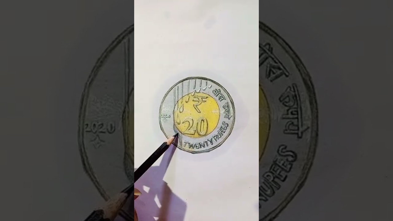 20 RUPEES COIN DRAWING ART 