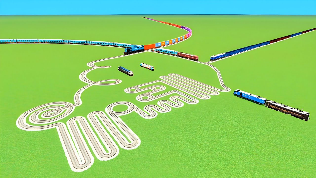 💕EIGHT TRAINS CROSSIN SLIDE SNAKE ROUNDED CIRCLE TRACK ZIG🟢ZAG CURVE TRACK RAILWORK 