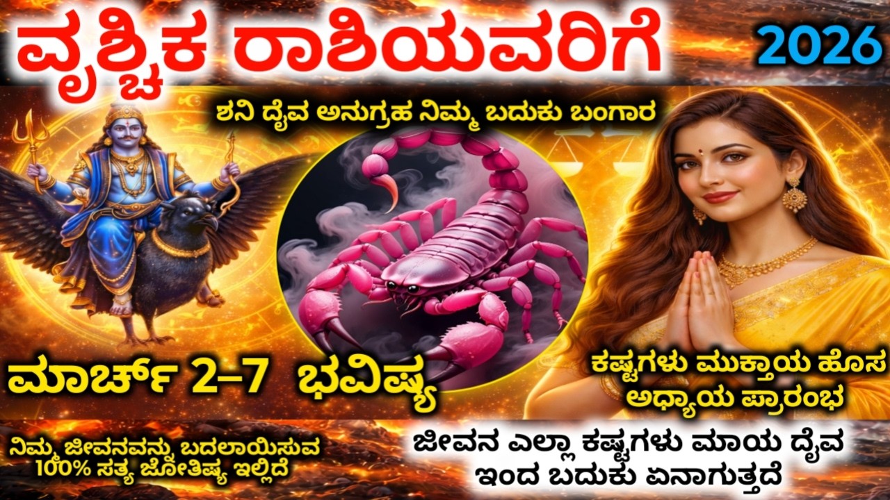 ವೃಶ್ಚಿಕ ರಾಶಿ 2026: ಮಾರ್ಚ್ 2–7 | ವಿಷ್ಣು-ಲಕ್ಷ್ಮಿ ಮಹಾ ರಾಜಯೋಗ | Vrushchika rashi 2026 | maha bhavishya