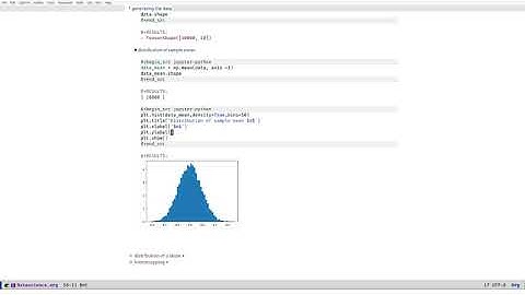 distribution of sample average with emacs and python: plotting the distribution