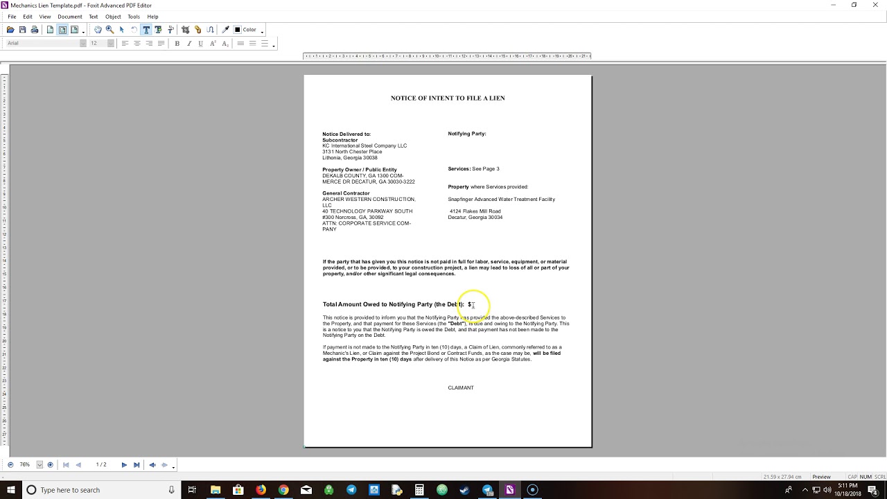 mechanics lien template youtube