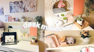 AESTHETIC DESK MAKEOVER!🌷Cute and cozy desk setup, for school or work at home🌸