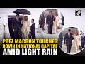 Prez Macron braves light rain as he lands in National Capital, set to attend AI Summit 2026