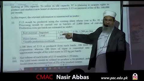 CAF 3   CMA   Lecture 88   Cost Volume Profit   Sir Nasir Abbas  Spring 24