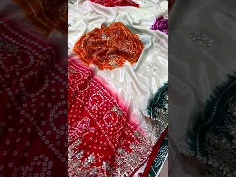 ❤️Most Beautiful Satin Silk Chunri Print Saree | Premium Gota Patti Work #yt #viral #trending#saree