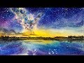 Watercolor Galaxy Starry Sky Reflection Demonstration