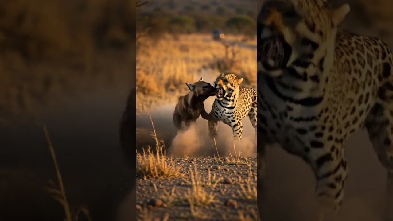 Can the dog fight back against the leopard’s fierce attack power 