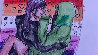 Cute lesbian couple drawing