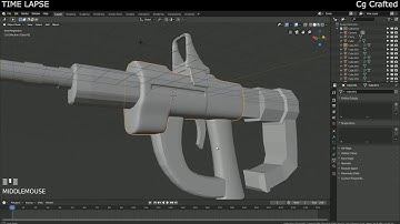 Blender 2.8 Sci-fi weapon modeling | Time lapse (1 hour)