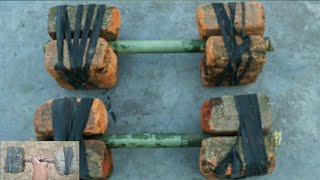 homemade dumbbells without cement || desi gym at home || Krishna vlogs Rajasthan #gym #dumbbell