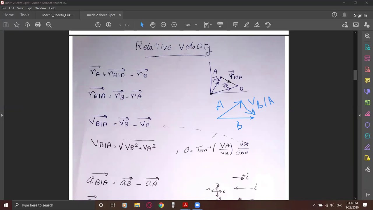 Relative velocity-Tangent Normal acceleration - Dynamic - السرعه النسبيه والعجله المماسيه - ديناميكا