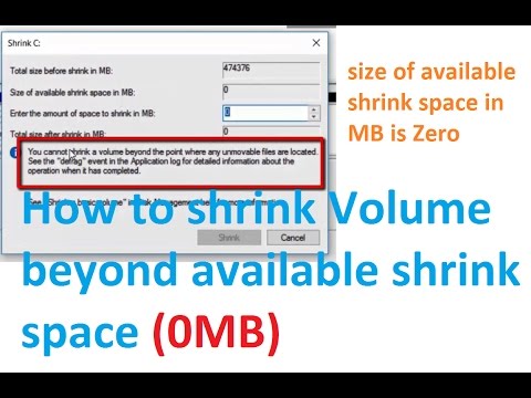 How to shrink a volume beyond the point if size of available shrink space in mb is 0 Windows 10 hqdefault