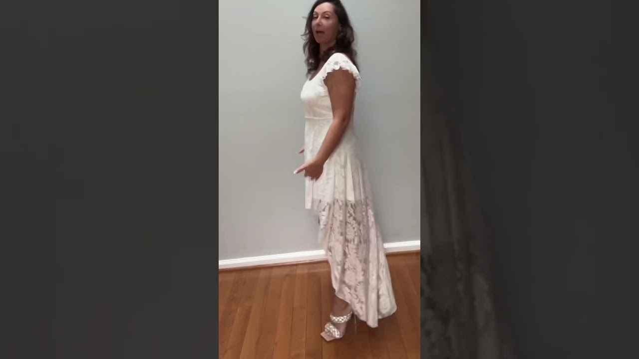 Solid High Low Hem Lace Dress From SHEIN Review. 