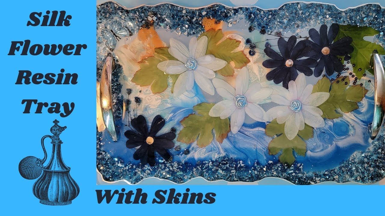 17 Recycled Silk Flowers In A Blue Resin Skin Tray YouTube