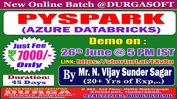 PYSPARK (AZURE DATABRICKS) Online Training @ DURGASOFT