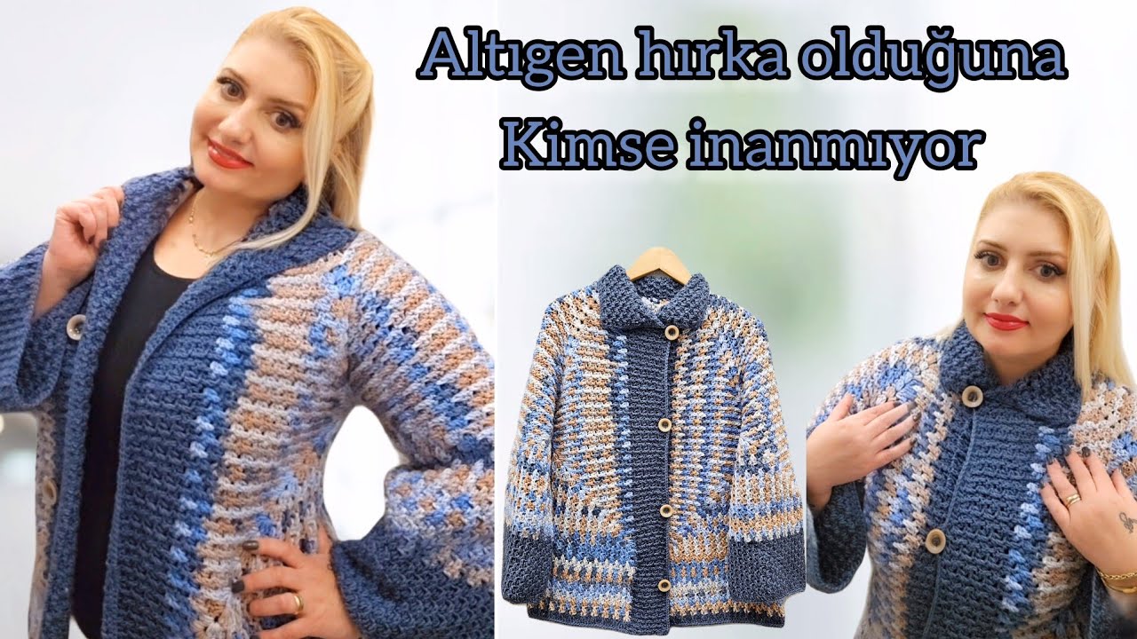 Никто не верит, что это шестиугольный кардиган | Изготовление модели вязаного кардигана крючком