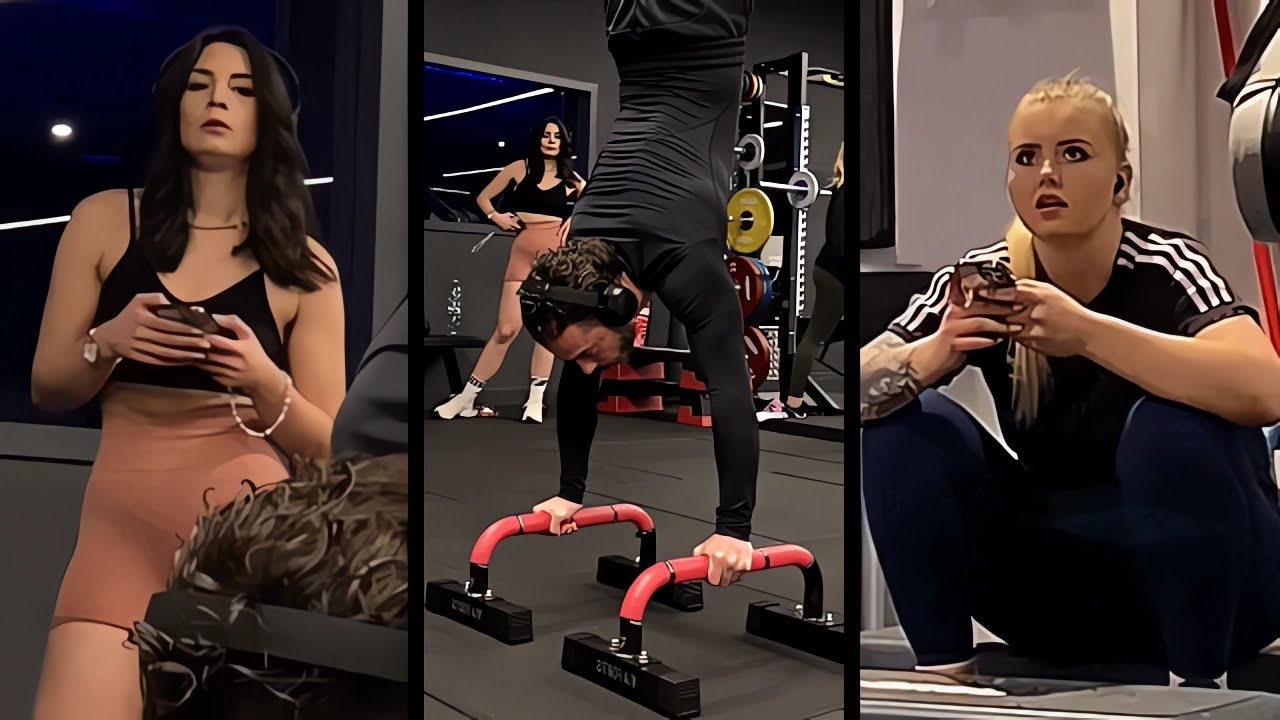 Пугаем людей в спортзале воркаутом