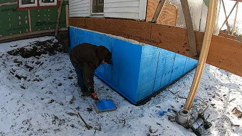 Installing a foundation under an existing building part 2: ICF, damp proofing and some backfill