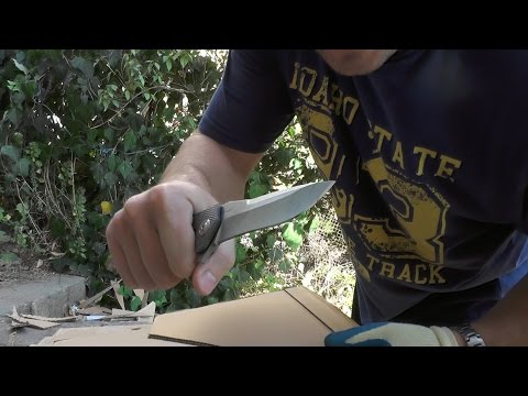 EDC рез картона: Reate Horizon-A M390 cardboard cutting