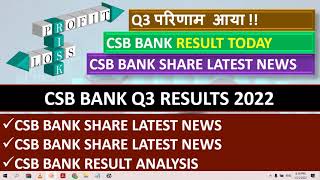 CSB BANK SHARE LATEST NEWS TODAY CSB BANK CSB Bank Q3 Results 2022 CSB BANK RESULTS TARGET PRICE
