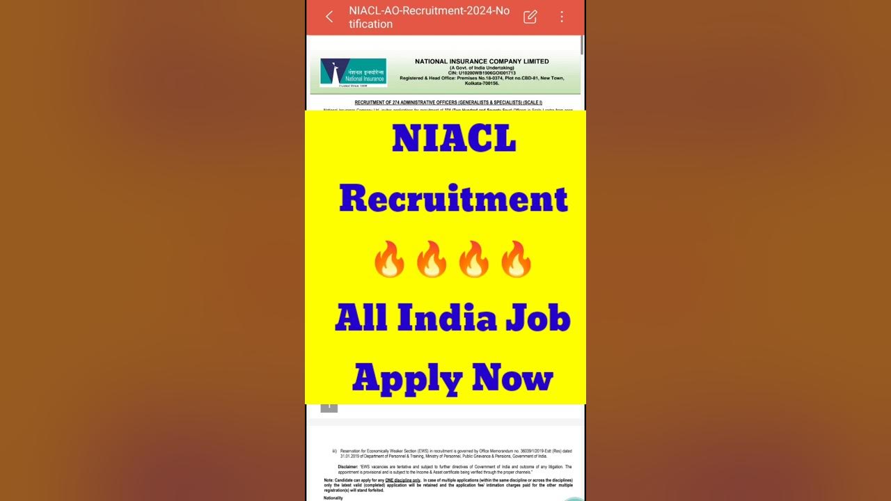 NIACL AO 2024 notification NIACL Recruitment 2024 NIACL Recruitment