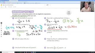 Writing Algebraic Expressions (Problems 1-10) Math in Focus Chapter 2 Lesson 6