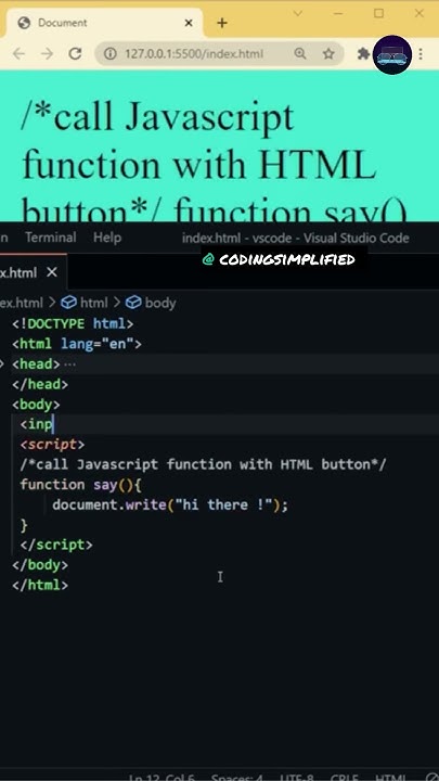 Call JS function with HTML button. #webdevelopment #coding #css #html # ...