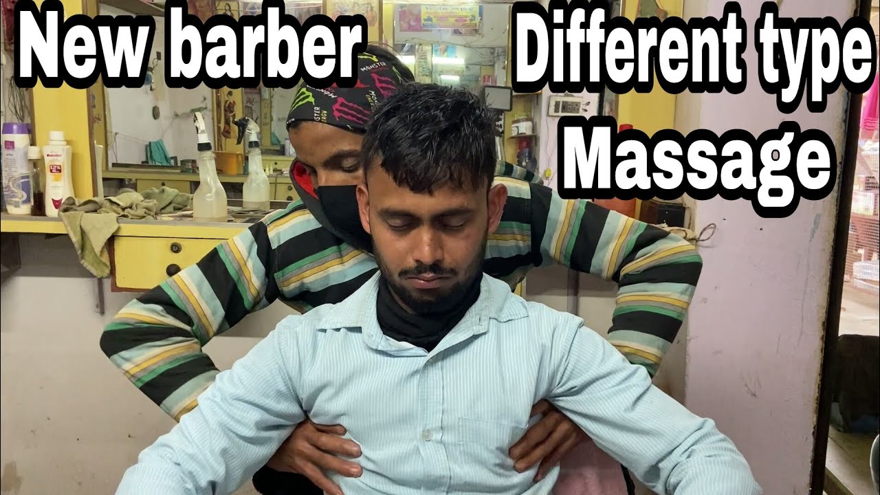 New barber head and different type upper body massage with tapping sound by street barber //ASMR