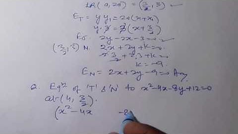 Tangent n Normal to parabola 01 Examples