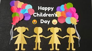 Children's day craft ideas | Origami paper boy & girl chain | Children's Day Paper Craft Activity screenshot 4