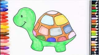 كيفية رسم السلحفاة تعلم الحيوانات - How To Draw Tortoise