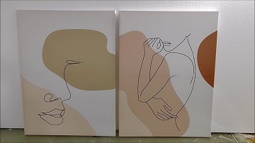 Finished Example of Minimalist Wall Art | 2 Piece Canvas Art | Line Art Prints | mybudgetart.com.au