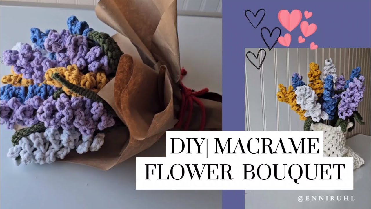DIY| MACRAME FLOWERS (lavender)💐🎀❤️