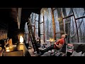 Relaxing alone in a belgian treehouse in rain  solo glam camping asmr 
