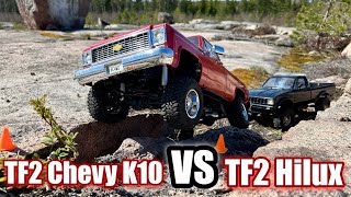 RC4WD TF2 LWB Chevy K10 Scottdale VS TF2 Hilux Midnight edition Rock crawling