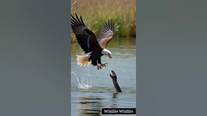 "Eagle Snatches Snake from Water – Nature's Power in Action!"#eagle #snake #wildlife #nature #shorts thumbnail