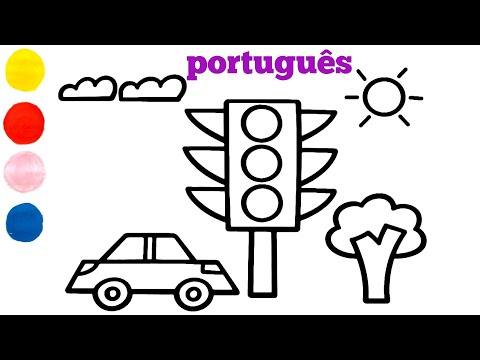 Como desenhar e colorir semáforos para crianças