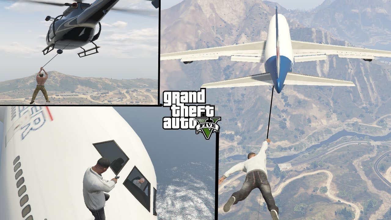 GTA V Hijacking aircrafts with grappling hook YouTube