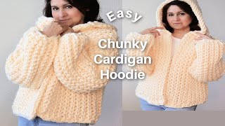 Crochet Chunky Cardigan Hoodie  EASY!