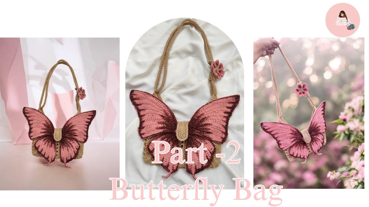 How to crochet butterfly bag 🦋💗Part(2)| Hindwing