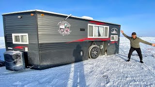 Overnight Ice Camping In Luxury Fish House!