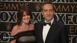 Keeley Hawes and Matthew Macfadyen posing for photos at the Emmys