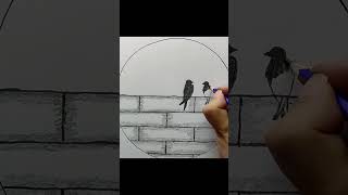 Karakalem Manzara Kuş Çizimi Kolay Kuş Resmi Çizimi