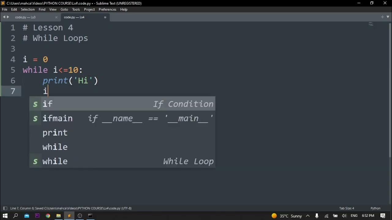 EP4 Python While loops | Python basics course - YouTube