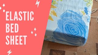 DIY elastic bed sheet / Fitted bed sheet stitching with English subtitle