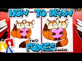 How to draw two foxes hugging a heart  together time